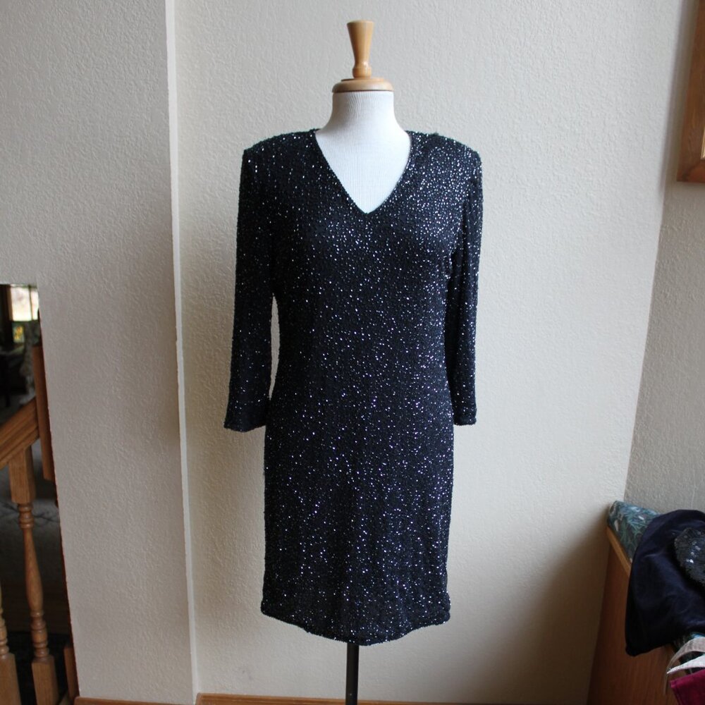 Vintage Y2K Brilliant by J.A. Classy Beaded mesh formal dress L